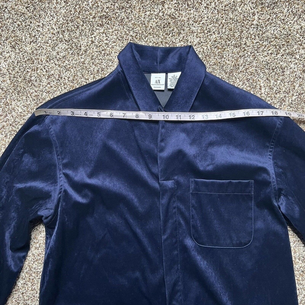 Armani Exchange Blue Velvet Button Down Shirt Mens Size Small Vintage Collared - Picture 6 of 11